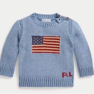 Grey Knit Sweater with American Flag Size 3T